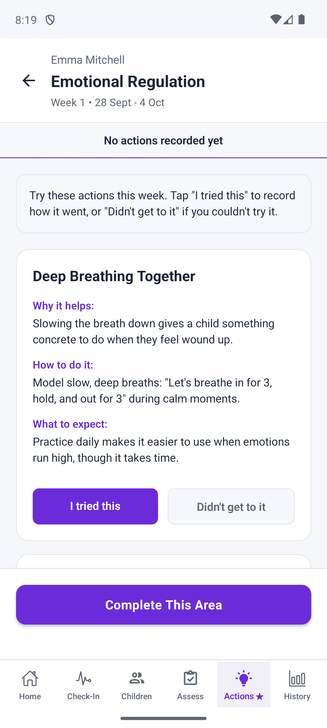 A ParentPilot strategy card showing why it helps, how to do it, and what to expect